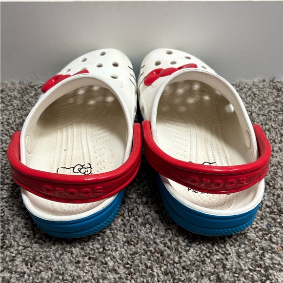 Hello Kitty  Crocs Branded White Waterproof Clogs with Red Bows/Straps Size 6 - Picture 4 of 5